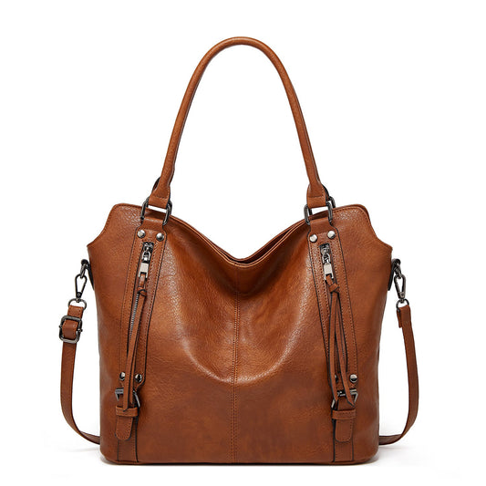 Faux leather shopper, stylish women's shoulder bag with a zipper & ✈️ Free delivery