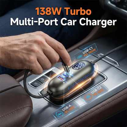 Multi-Port Car Charger with 1.5m Extension Cable