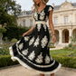 Women's V-Neck Baroque Print Flowy Maxi Dress