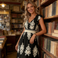 Women's V-Neck Baroque Print Flowy Maxi Dress