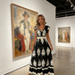 Women's V-Neck Baroque Print Flowy Maxi Dress