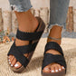 Women's Criss-Cross Woven Strap Wedge Sandals
