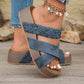 Women's Criss-Cross Woven Strap Wedge Sandals