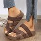 Women's Criss-Cross Woven Strap Wedge Sandals
