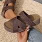 Women's Criss-Cross Woven Strap Wedge Sandals