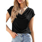 🔥Summer Bestseller🔥 Women's Cowl Neck Cap Sleeve Top