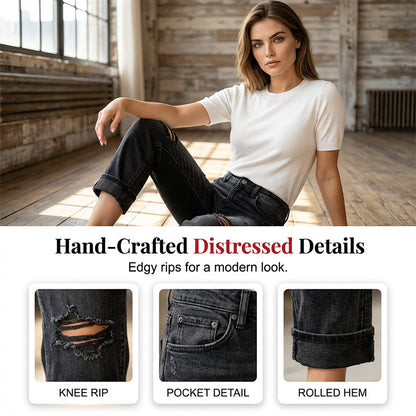 🥳2026 HOT SALE🥳 Women's Casual Ripped Straight-Leg Jeans