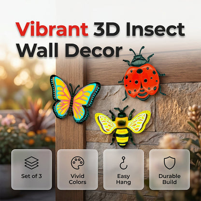 3D Bee, Butterfly, and Ladybird Wall Hangings