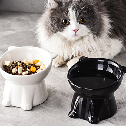 Cute Cat-Ear Design Raised Pet Bowl