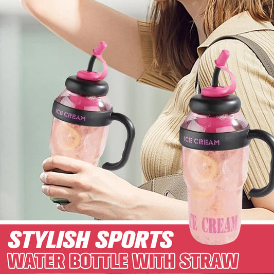 🔥Summer Bestseller🔥 Stylish Large Capacity Sports Water Bottle with Straw