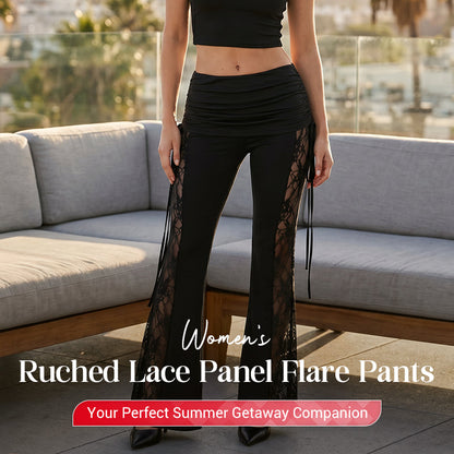 🥳 50% OFF! 🥳Women's Ruched Lace Panel Flare Pants