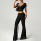 🥳 50% OFF! 🥳Women's Ruched Lace Panel Flare Pants