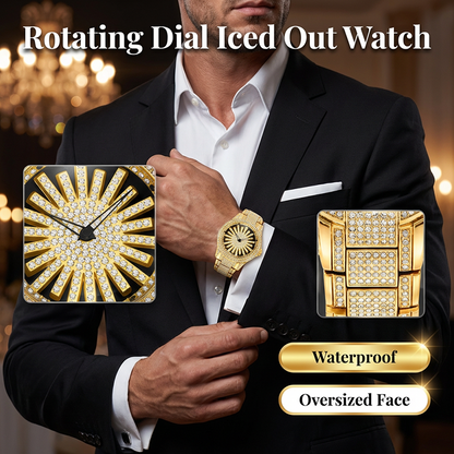 🔥2026 New Arrival ＆ Hot Sale🔥 Men's Iced-Out Rotating Dial Watch &🔥50% OFF!✈️Free Shipping