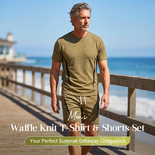 🔥50% OFF!🔥 Men's Waffle Knit T-Shirt & Shorts Set ✈️Free Shipping