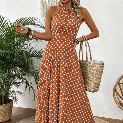 🔥Summer Bestseller🔥Women's Polka Dot Halter Neck Dress✈️ Free Shipping