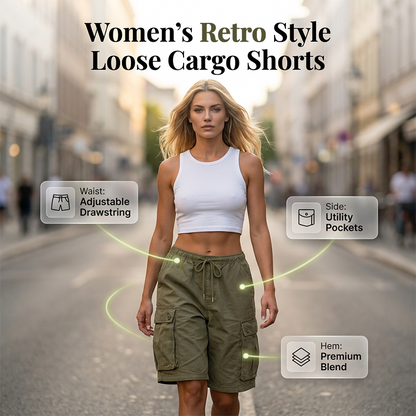 Women’s Retro Style Loose Cargo Shorts