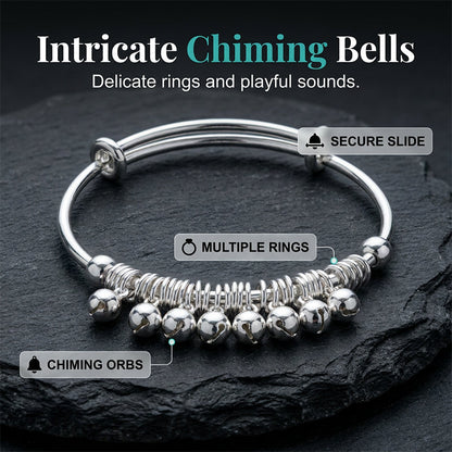 🥳 50% OFF! 🥳 Adjustable Silver Bell Charm Bangle Bracelet