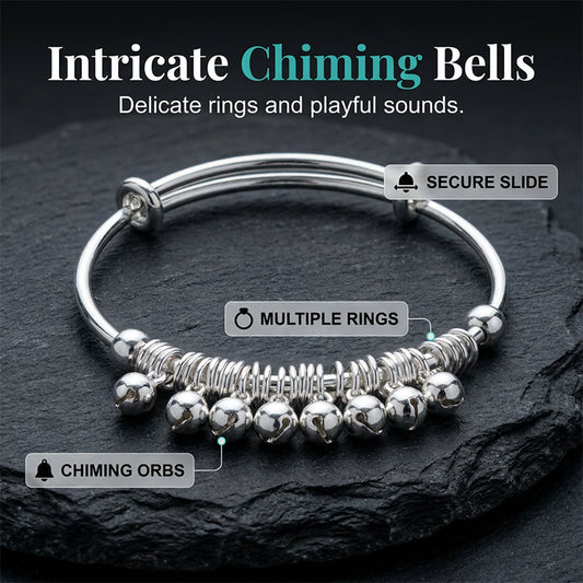 🥳 50% OFF! 🥳 Adjustable Silver Bell Charm Bangle Bracelet