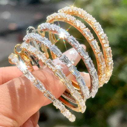 🥳2026 HOT SALE🥳 Women's Sparkling Cubic Zirconia Hoop Earrings