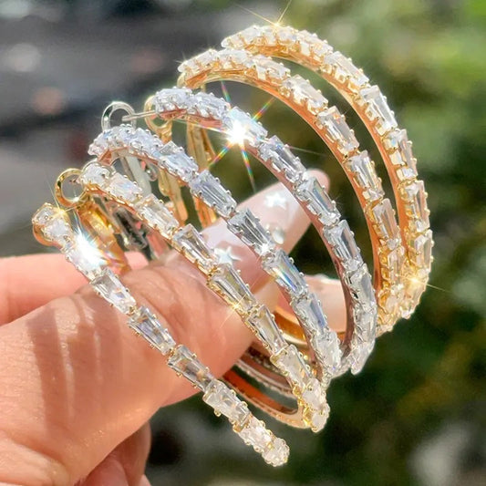 🥳2026 HOT SALE🥳 Women's Sparkling Cubic Zirconia Hoop Earrings