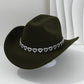Women's Rhinestone Heart Cowboy Hat Elegant French Jazz Fedora