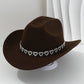 Women's Rhinestone Heart Cowboy Hat Elegant French Jazz Fedora