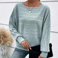 🥳2026 HOT SALE🥳 Solid Round-Neck Striped Top with Long Sleeves