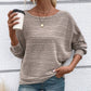 🥳2026 HOT SALE🥳 Solid Round-Neck Striped Top with Long Sleeves