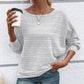 🥳2026 HOT SALE🥳 Solid Round-Neck Striped Top with Long Sleeves