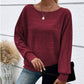 🥳2026 HOT SALE🥳 Solid Round-Neck Striped Top with Long Sleeves