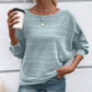 🥳2026 HOT SALE🥳 Solid Round-Neck Striped Top with Long Sleeves