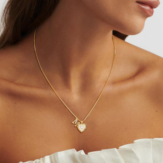💛 HEART-SHAPED LETTER MICRO PAVE NECKLACE — Personalised Initial | Delicate Chain | Perfect Gift ✨