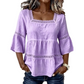 👚 ELEGANT SQUARE NECK SUMMER BLOUSE — Lightweight | Versatile | Holiday-Ready Style 🌸