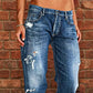 🌟 Artfully Distressed Flare Denim | Worn-In Look, Brand-New Fit