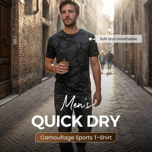 💪 MEN'S QUICK-DRY CAMOUFLAGE SPORTS T-SHIRT — Breathable | Gym & Running | Camo Style 🏃