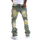 👖 Men's Deconstructed Frayed Flare Jeans — Raw Seams, Relaxed Fit, Streetwear Edge