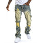 👖 Men's Deconstructed Frayed Flare Jeans — Raw Seams, Relaxed Fit, Streetwear Edge
