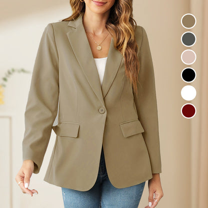 👗 Elegant Solid Color Lapel Jacket — Soft-Touch Fabric, Versatile Style for Work & Weekend