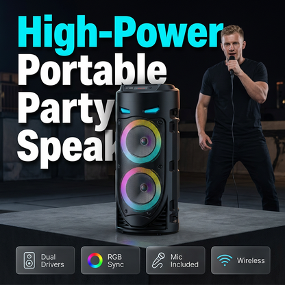 🔌 Versatile Speaker System with Mic Input — Karaoke, Music & Voice Amplification in One