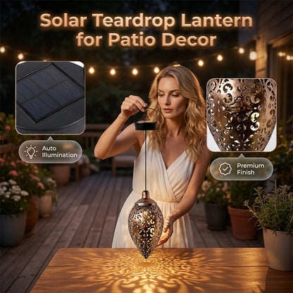 💧 Teardrop Solar Lantern For Garden Decor— Weatherproof | Auto On/Off | Hanging Design 🌿