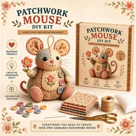 🧵 Handcrafted Vintage Mouse Plush Sewing Kit — Nostalgic 3D Felt Craft | Makes a Heirloom Keepsake