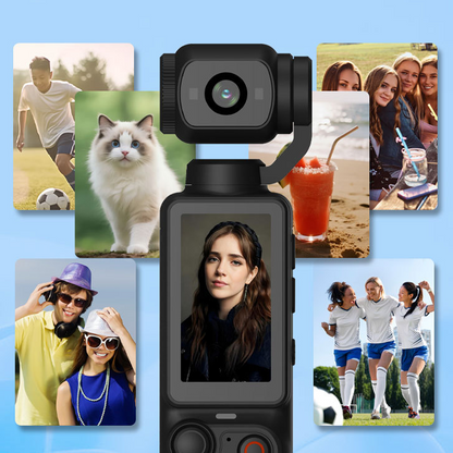 📸 HD Pocket Camera with Built-In Gimbal — Smooth Footage, Rotating Screen, 16x Zoom