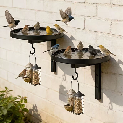 🕊️ Wall-Mounted Cast Iron Bird Bath — Frost-Proof, Weather-Resistant & Rustic Garden Decor