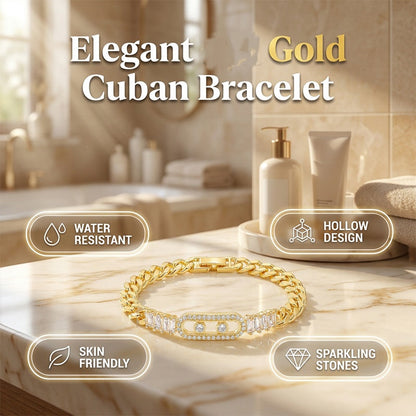 💎 Women's Gold Plated Chain Bracelet with Cubic Zirconia