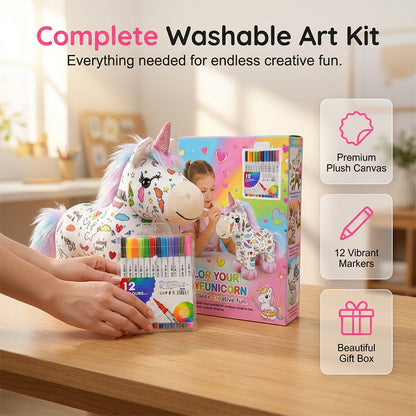 🦄 DIY Color-In Unicorn Plush Toy Kit — Personalise Your Own Soft Toy with Spray Pens