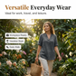 🧵 Soft & Breathable V-Neck Blouse — Stretchy Lightweight Top for Spring, Summer & Autumn