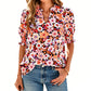 👗 Relaxed V-Neck Floral Blouse with Puff Sleeves— Flattering Neckline, Breezy Cotton for Everyday Style
