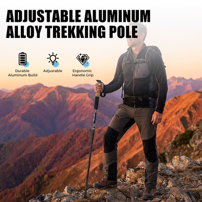 🦵 Shock-Absorbing Aluminium Trekking Poles — Reduces Joint Strain, Ergonomic Cork Grip & Adjustable Length