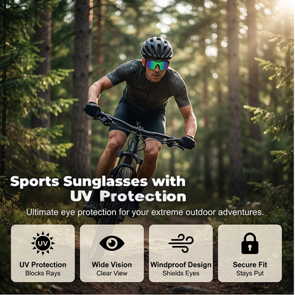 🚴 Cycling & Running Sunglasses with UV400 Protection — Wraparound Shield, Anti-Glare Lenses & Secure Grip for High-Intensity Sports