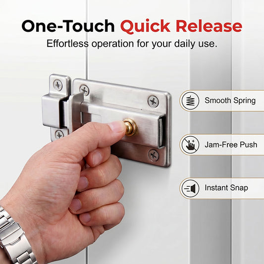 🔧 Easy-Install Rebound Door Latch — Automatic Security Spring Lock for Kitchen, Garage & Shed Doors